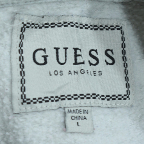 Guess Men's Grey Pullover Hoodie L Fleece Regular Fit