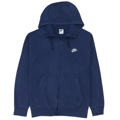 Nike Men's Blue Full Zip Hoodie L Cotton Blend Fleece