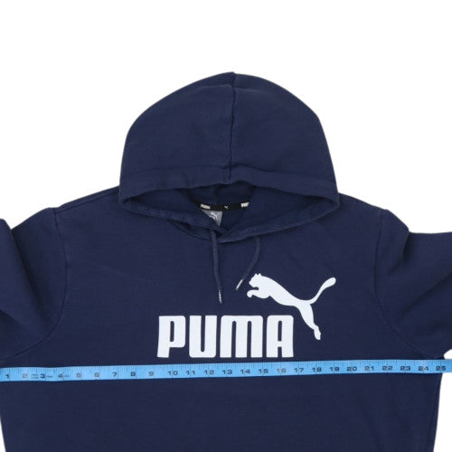 Puma Men's Blue Pullover Hoodie L Logo Fleece Sportswear