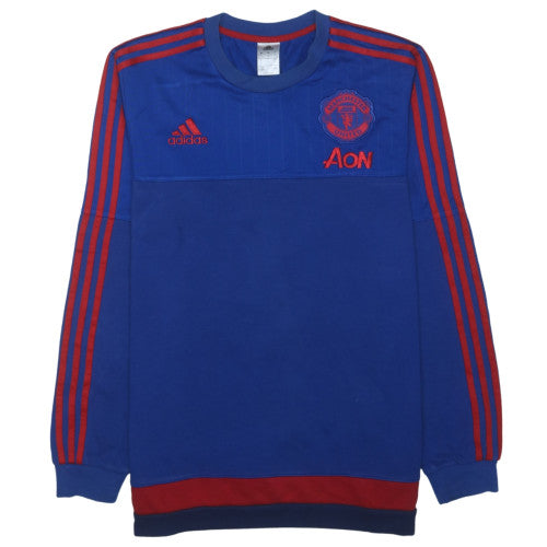 Adidas Men Blue Manchester United Sweatshirt L Crew Neck Fleece