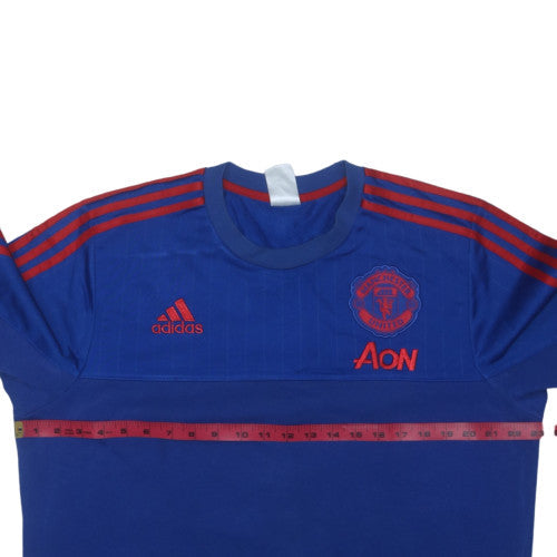 Adidas Men Blue Manchester United Sweatshirt L Crew Neck Fleece