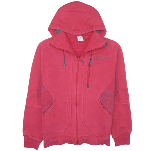 Nike Men's Red Full Zip Hoodie Air Logo Fleece Size M