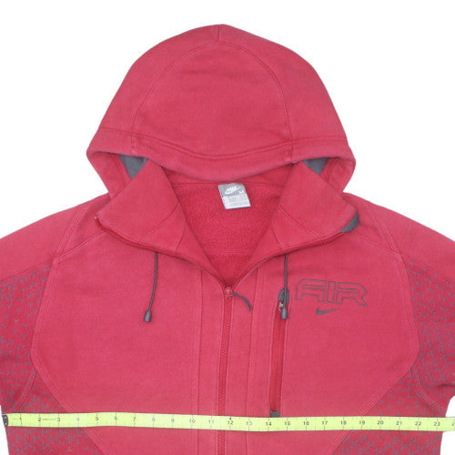 Nike Men's Red Full Zip Hoodie Air Logo Fleece Size M