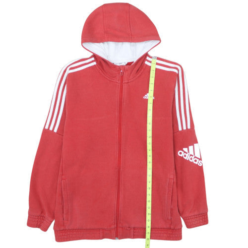 Adidas Men's Red Full Zip Fleece Hoodie Size L Sportswear