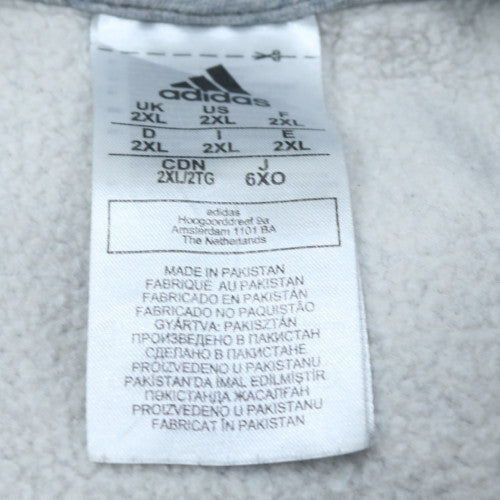 Adidas Mens Grey 2XL Pullover Hoodie Fleece Sportswear
