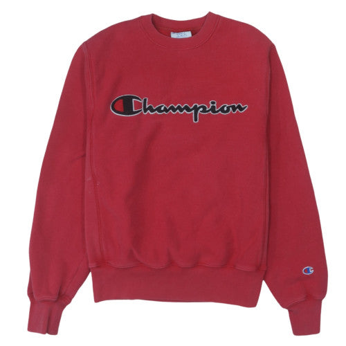 Champion Womens Red Small Reverse Weave Logo Pullover Sweatshirt
