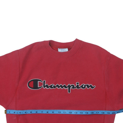 Champion Womens Red Small Reverse Weave Logo Pullover Sweatshirt