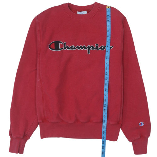 Champion Womens Red Small Reverse Weave Logo Pullover Sweatshirt