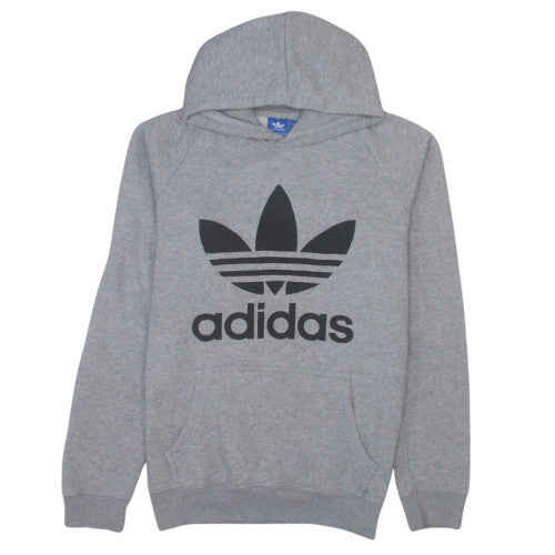 Adidas Mens Grey Hoodie M Pullover Fleece Graphic Logo Sweatshirt
