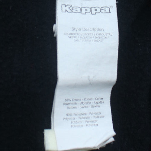 Kappa Men's Grey Black Full Zip Hoodie 2XL Logo Sports Sweatshirt
