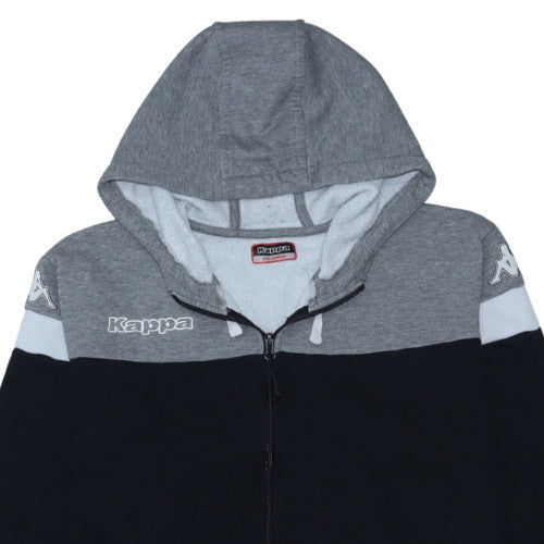 Kappa Men's Grey Black Full Zip Hoodie 2XL Logo Sports Sweatshirt