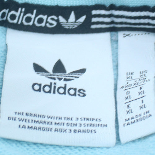 Adidas Mens Blue Colour Block Logo Sweatshirt XL Crew Neck
