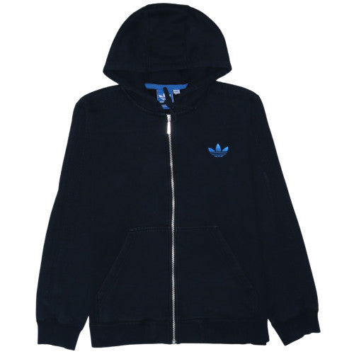 Adidas Mens Black Full Zip Hoodie L Logo Fleece Sweatshirt