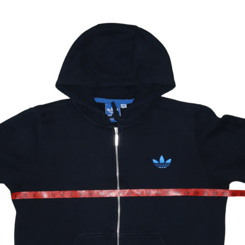 Adidas Mens Black Full Zip Hoodie L Logo Fleece Sweatshirt