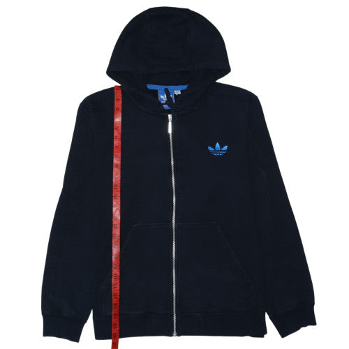 Adidas Mens Black Full Zip Hoodie L Logo Fleece Sweatshirt