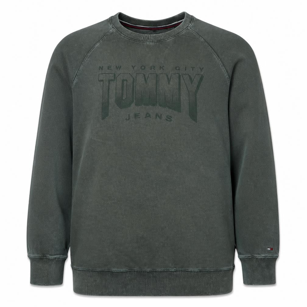 Front view of Tommy Jeans Men's Green XXL Regular Fit Graphic Sweatshirt