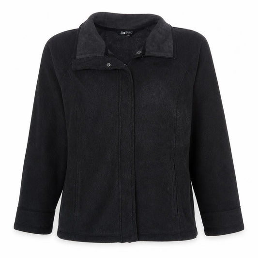 Front view of The North Face Women's Black Fleece Jacket, size L, Warm Outdoor Coat