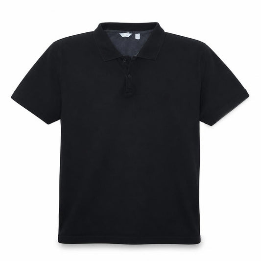 Front view of Calvin Klein Men's Black XL Regular Fit Cotton Polo Shirt