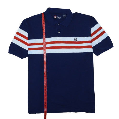 Chaps Men's Blue Striped Cotton Polo Shirt 2XLT Regular Fit
