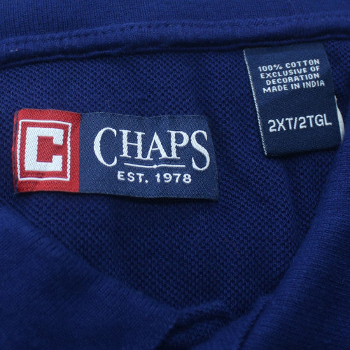 Chaps Men's Blue Striped Cotton Polo Shirt 2XLT Regular Fit