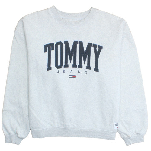 Tommy Jeans Women's Grey Cotton Blend Pullover Sweatshirt Size L