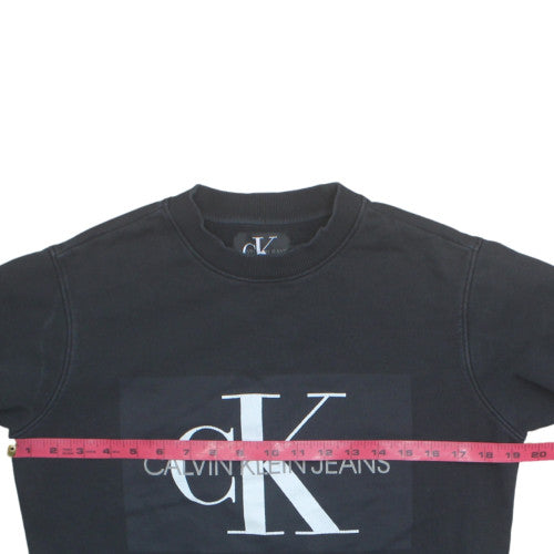 Calvin Klein Jeans Men's Black Small Pullover Logo Sweatshirt