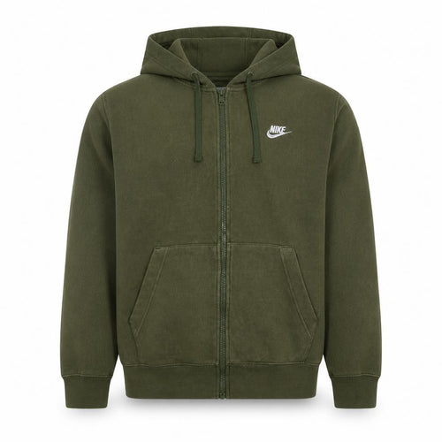 Nike Men Green Full Zip Fleece Hoodie Size S Regular Fit
