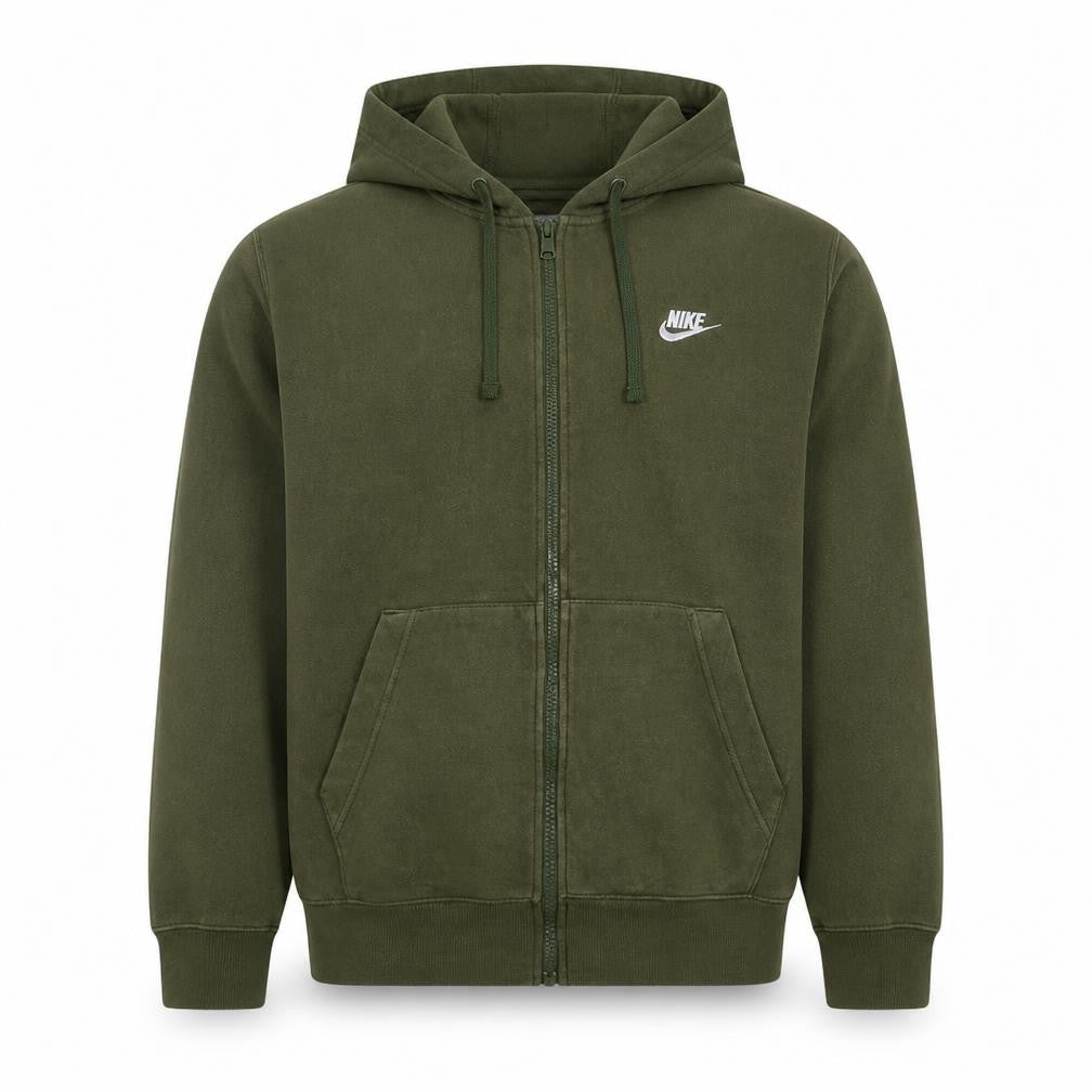 Nike Men Green Full Zip Fleece Hoodie Size S Regular Fit