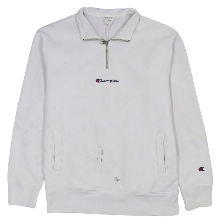 Champion Men's White XS 1/4 Zip Fleece Sweatshirt