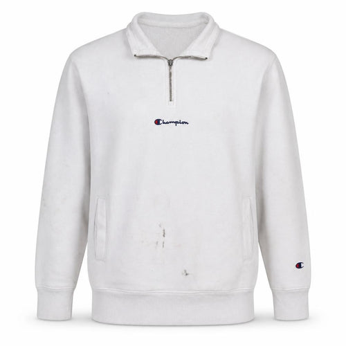 Champion Men's White XS 1/4 Zip Fleece Sweatshirt