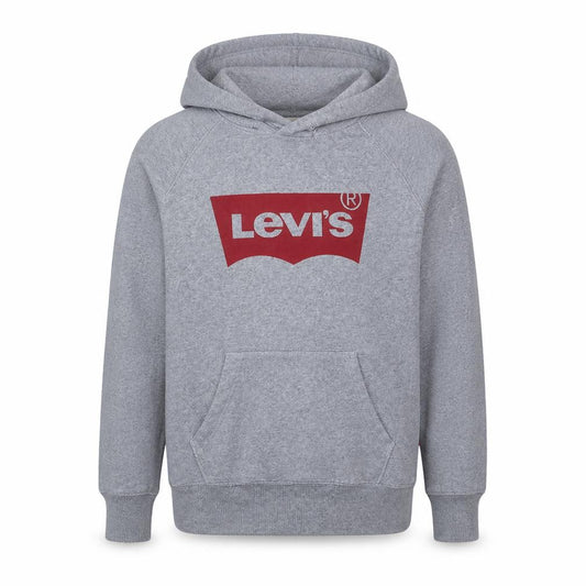Front view of Levi's Men's Grey XS Pullover Hoodie with Logo Design