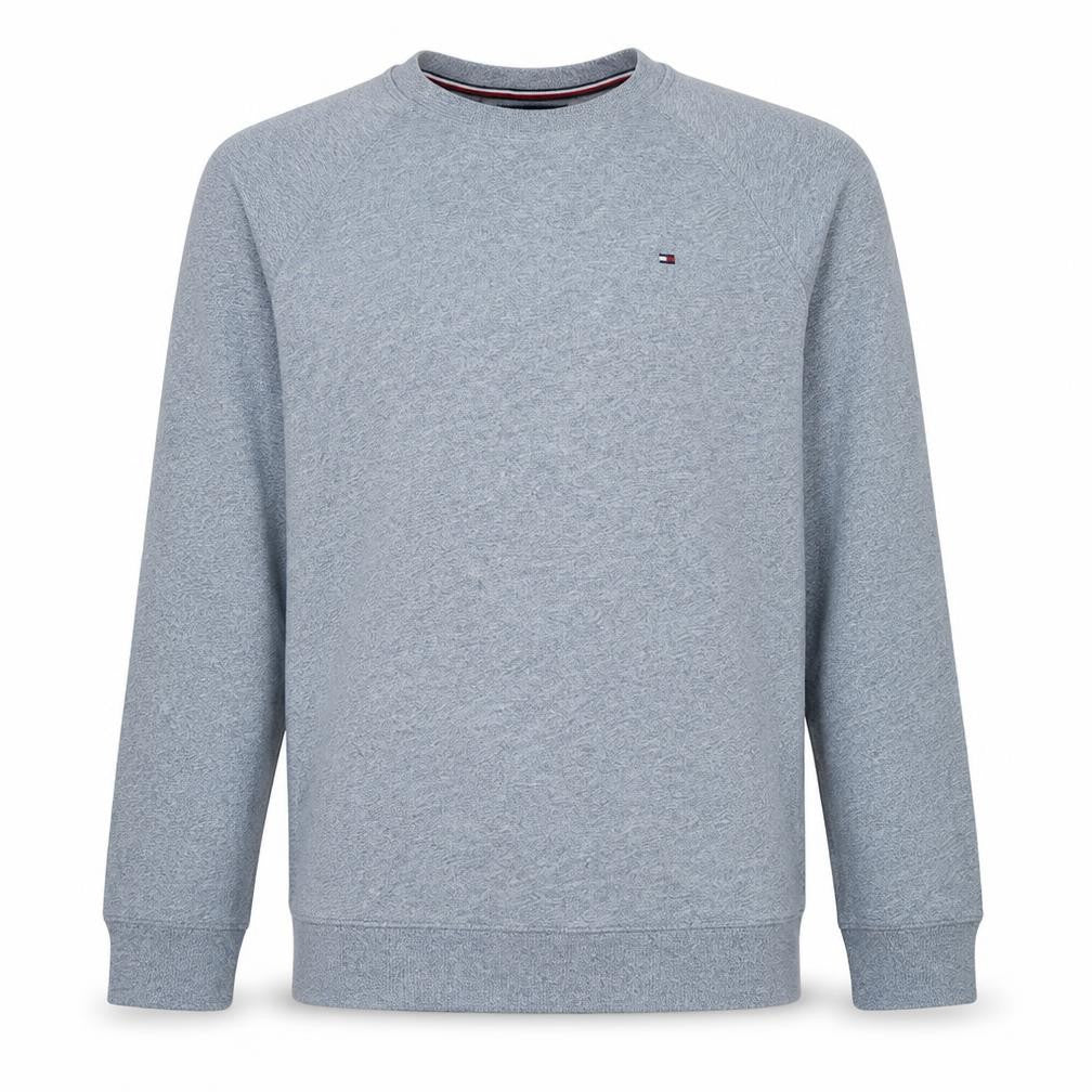 Front view of Tommy Hilfiger Men's Grey Crew Neck Cotton Sweatshirt L