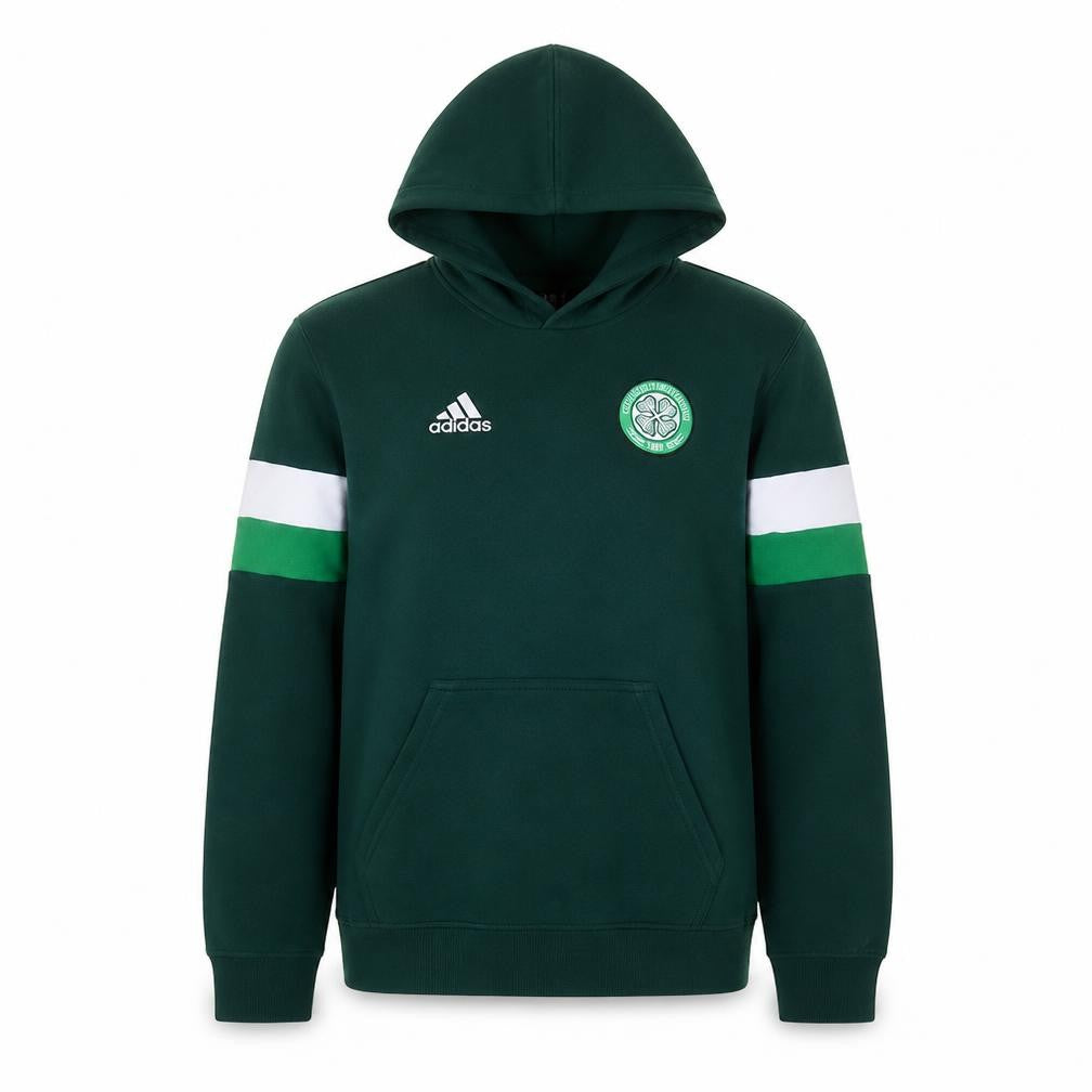 Front view of Adidas Men Green Hoodie Small Pullover Celtic Football Graphic