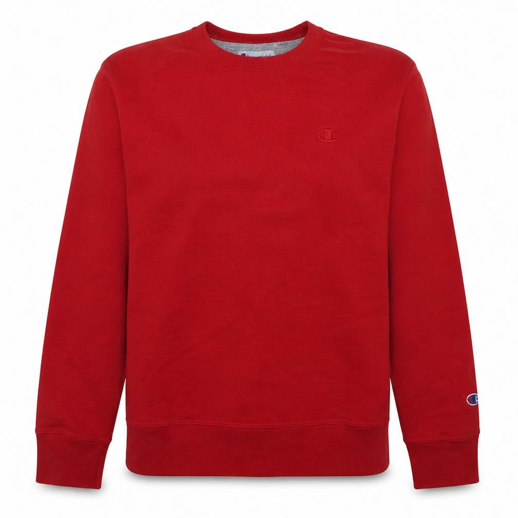 Front view of Champion Men's Red Crew Neck Sweatshirt M Classic Fit Athletic