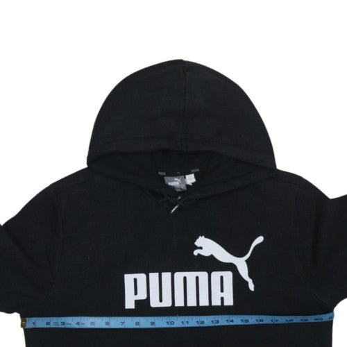 Puma Men's Black Pullover Hoodie Medium Logo Fleece Sweatshirt