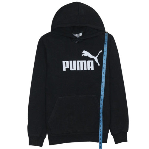 Puma Men's Black Pullover Hoodie Medium Logo Fleece Sweatshirt