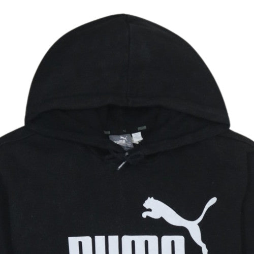 Puma Men's Black Pullover Hoodie Medium Logo Fleece Sweatshirt