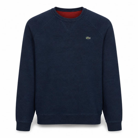 Front view of Lacoste Men's Blue Crew Neck Cotton Pullover Sweatshirt M