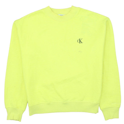 Calvin Klein Jeans Womens Yellow Sweatshirt Size L Logo Crew Neck