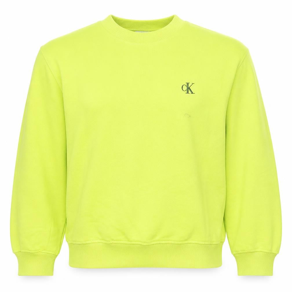 Calvin Klein Jeans Womens Yellow Sweatshirt Size L Logo Crew Neck