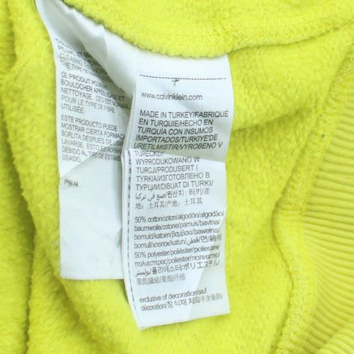 Calvin Klein Jeans Womens Yellow Sweatshirt Size L Logo Crew Neck