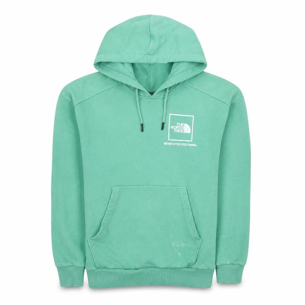 Front view of The North Face women’s green pullover hoodie small cotton blend
