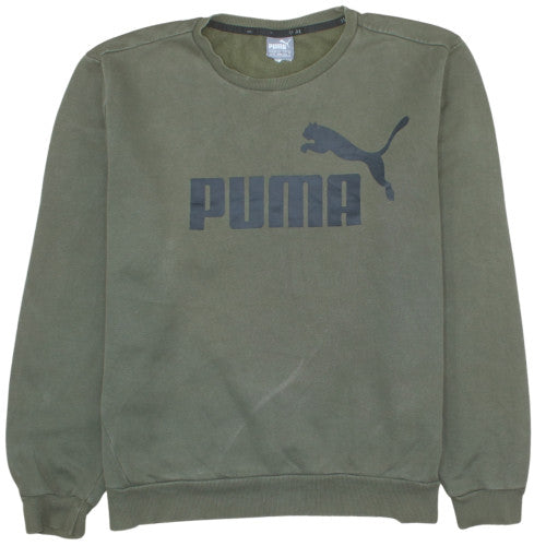 Puma Men’s Green XL Crew Neck Pullover Logo Sweatshirt