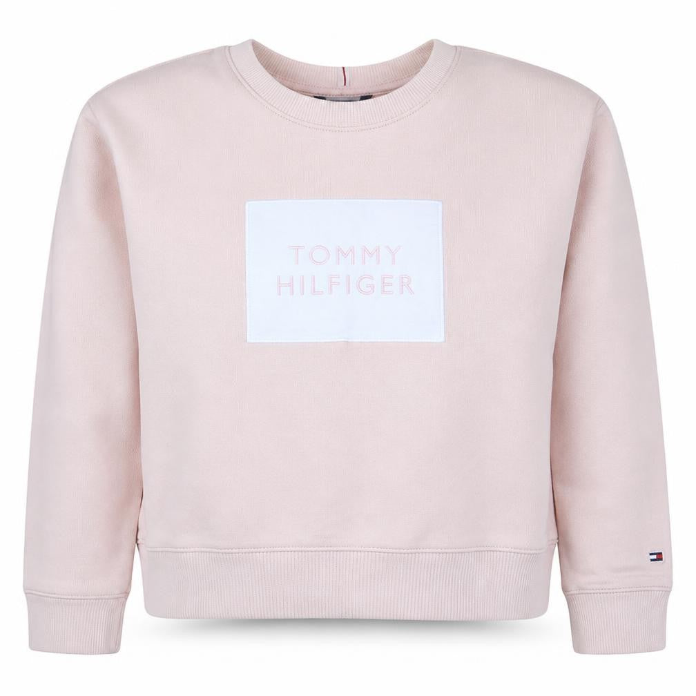 Front view of Tommy Hilfiger Women Pink Crew Neck Pullover Sweatshirt M