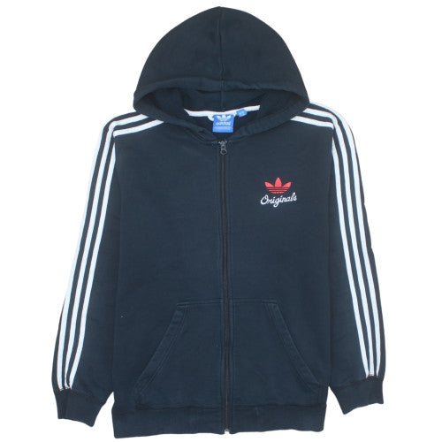 Adidas Originals Mens Black Full Zip Hoodie Size M Zip Logo Hooded