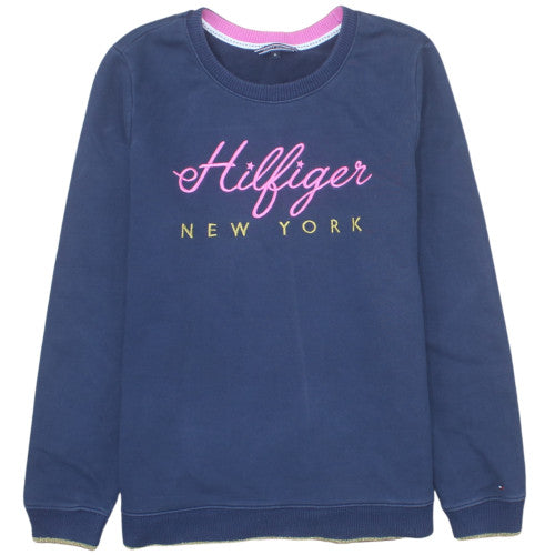 Tommy Hilfiger Womens Navy XL Pullover Sweatshirt Crew Neck Logo Print