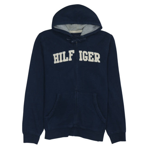 Tommy Hilfiger Men’s Blue Full Zip Hoodie XL Embroidered Logo Fleece