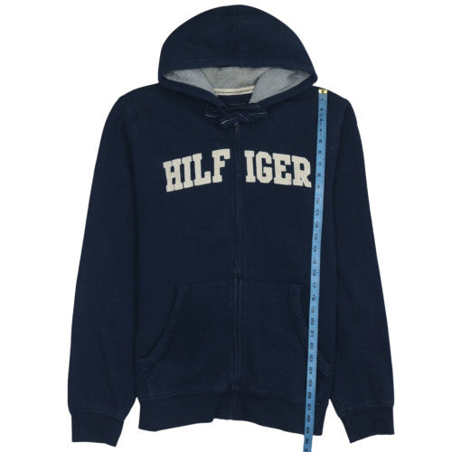 Tommy Hilfiger Men’s Blue Full Zip Hoodie XL Embroidered Logo Fleece