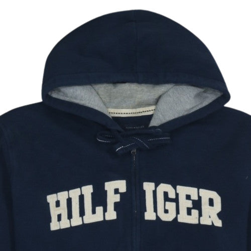 Tommy Hilfiger Men’s Blue Full Zip Hoodie XL Embroidered Logo Fleece