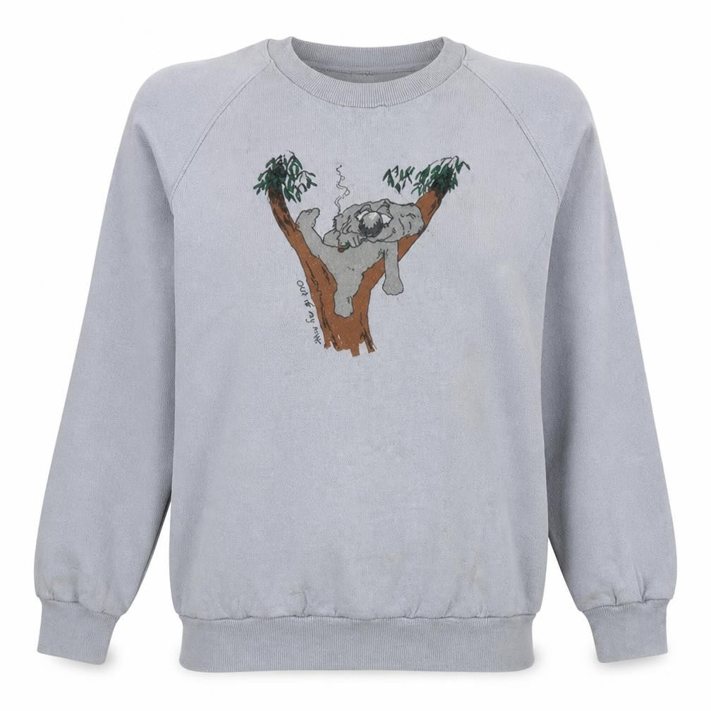 Front view of Jumbug T's Women Light Grey Koala Graphic Pullover Sweatshirt L